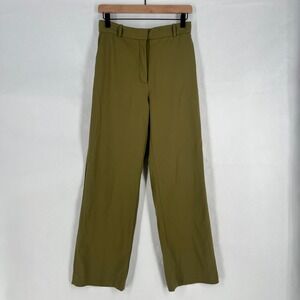 Babaton Agency Dress Pant Womens 6 Green Wool High Rise Straight Leg Welt Pocket